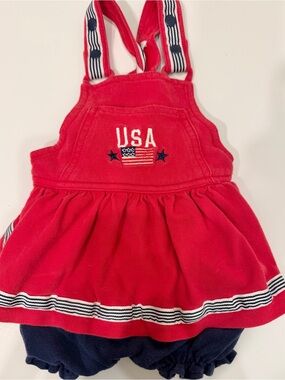 VINTAGE Merona Embroidered USA Flag Bubble Romper Dress